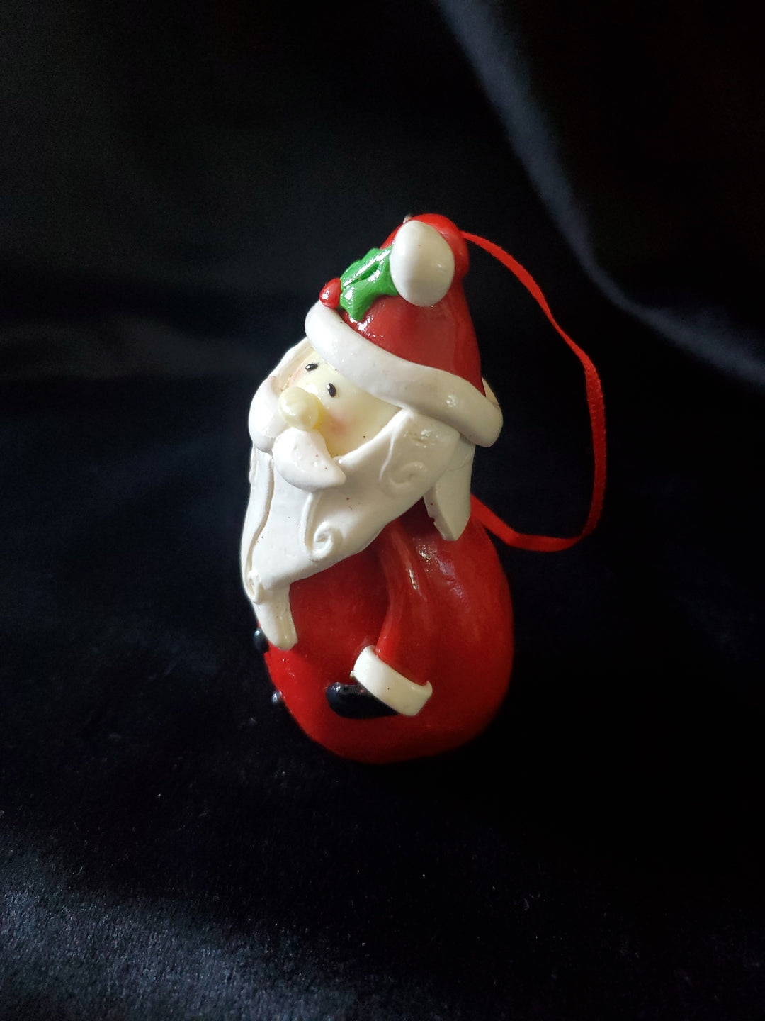 Whimsical Santa Claus Christmas Tree Ornament. Clay. 3.5" Tall.