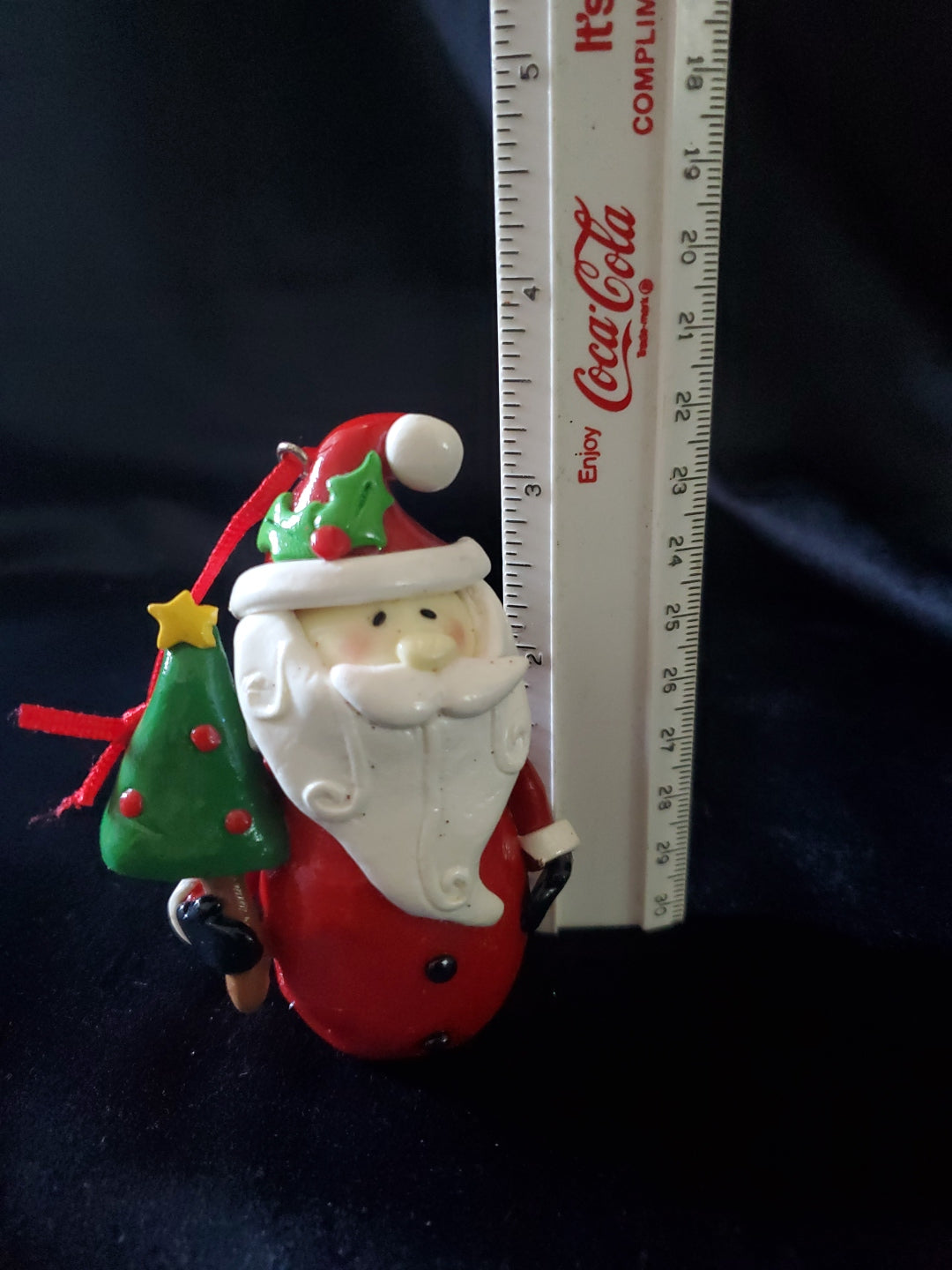 Whimsical Santa Claus Christmas Tree Ornament. Clay. 3.5" Tall.