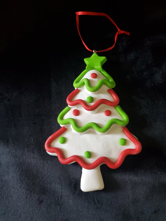 Whimsical Christmas Tree, Christmas Ornament. Clay. 4.75" Tall