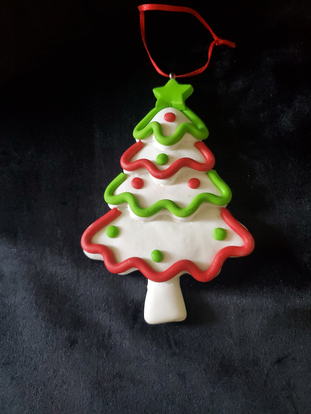 Whimsical Christmas Tree, Christmas Ornament. Clay. 4.75" Tall