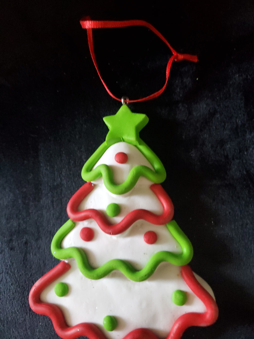 Whimsical Christmas Tree, Christmas Ornament. Clay. 4.75" Tall